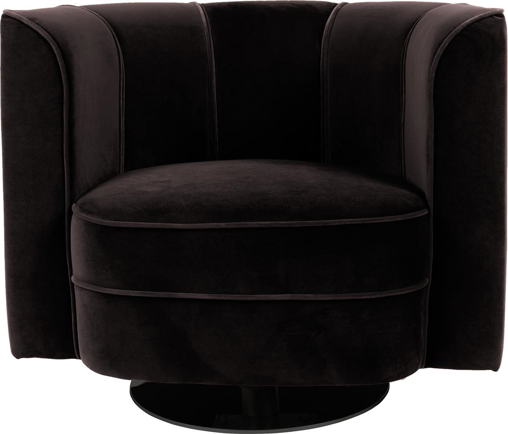 Loungestol Dutchbone Flower i kulsort stof med drejefunktion H76xB86xL74