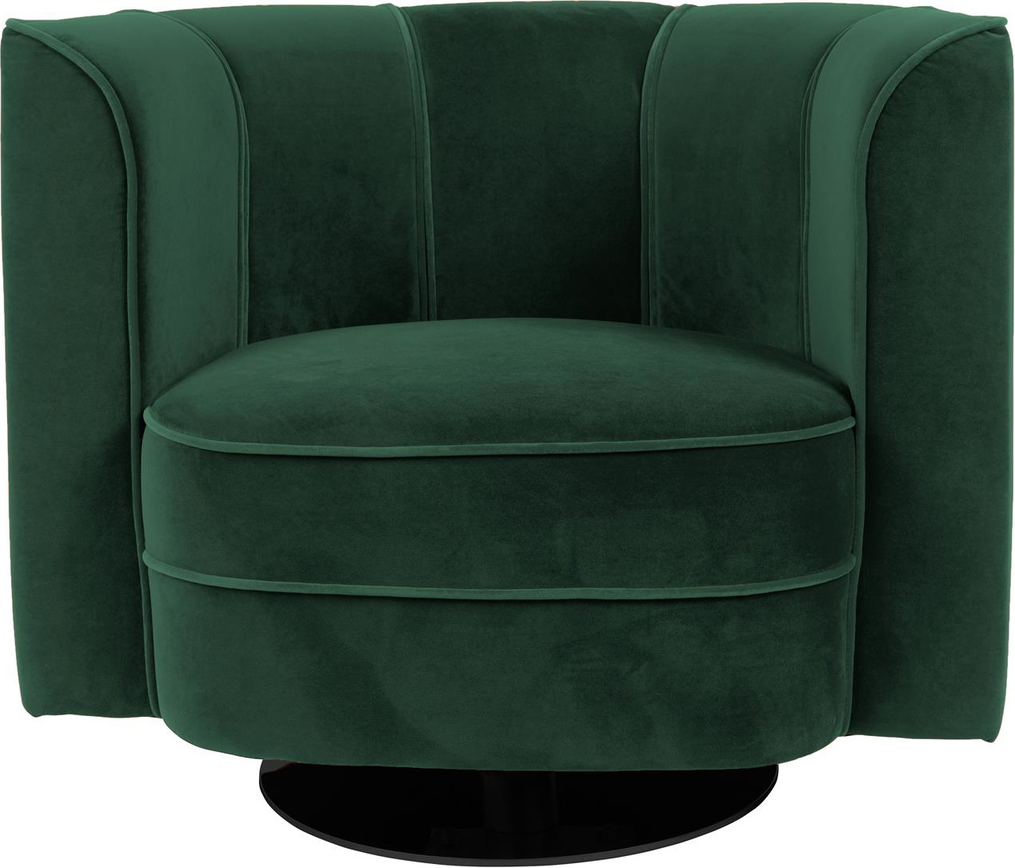 Loungestol Dutchbone Flower-serie i antracit stof med drejefunktion og stålfod