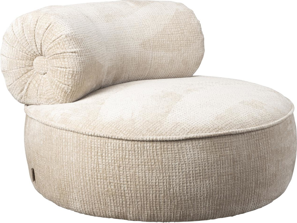 Loungestol Dutchbone Tilbury perlemor Ø100 x H73 cm stof polstret rundt design