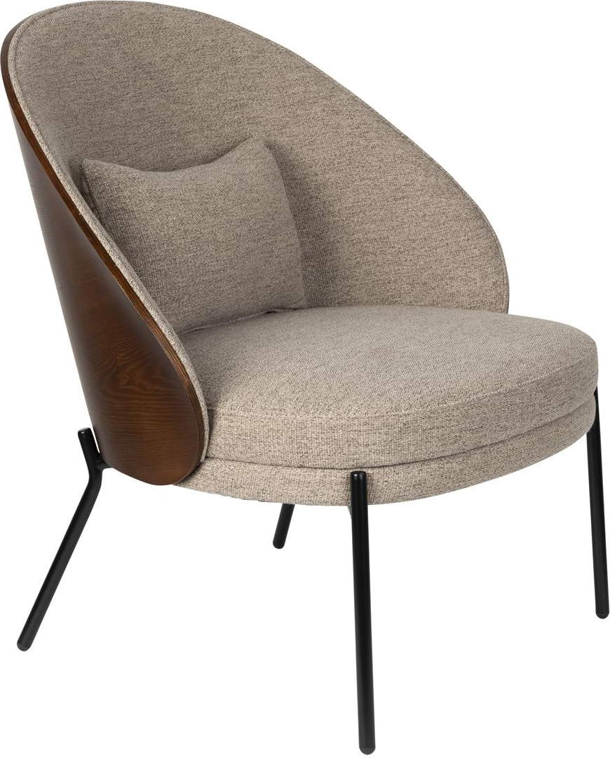 Loungestol Dutchbone Rodin stengrå polyesterstof asketræ- og metalramme H82×B77,5×L72 cm