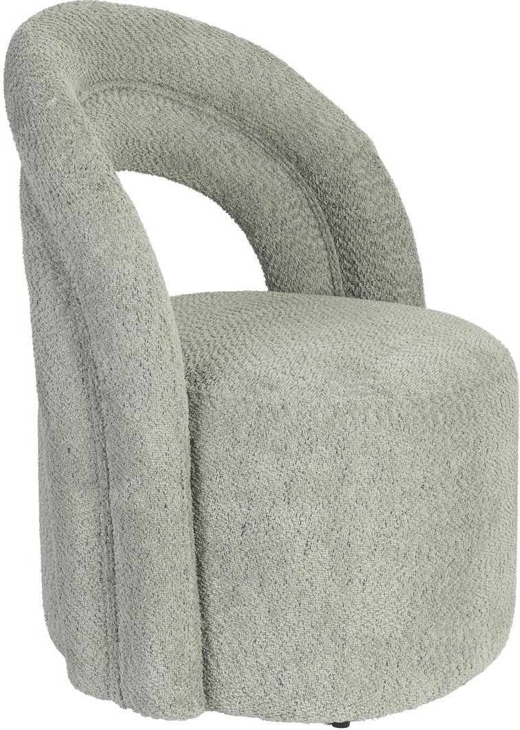 Loungestol Dutchbone Seina sølv med grønt polyesterbetræk, rund form, jernbase op til 150 kg