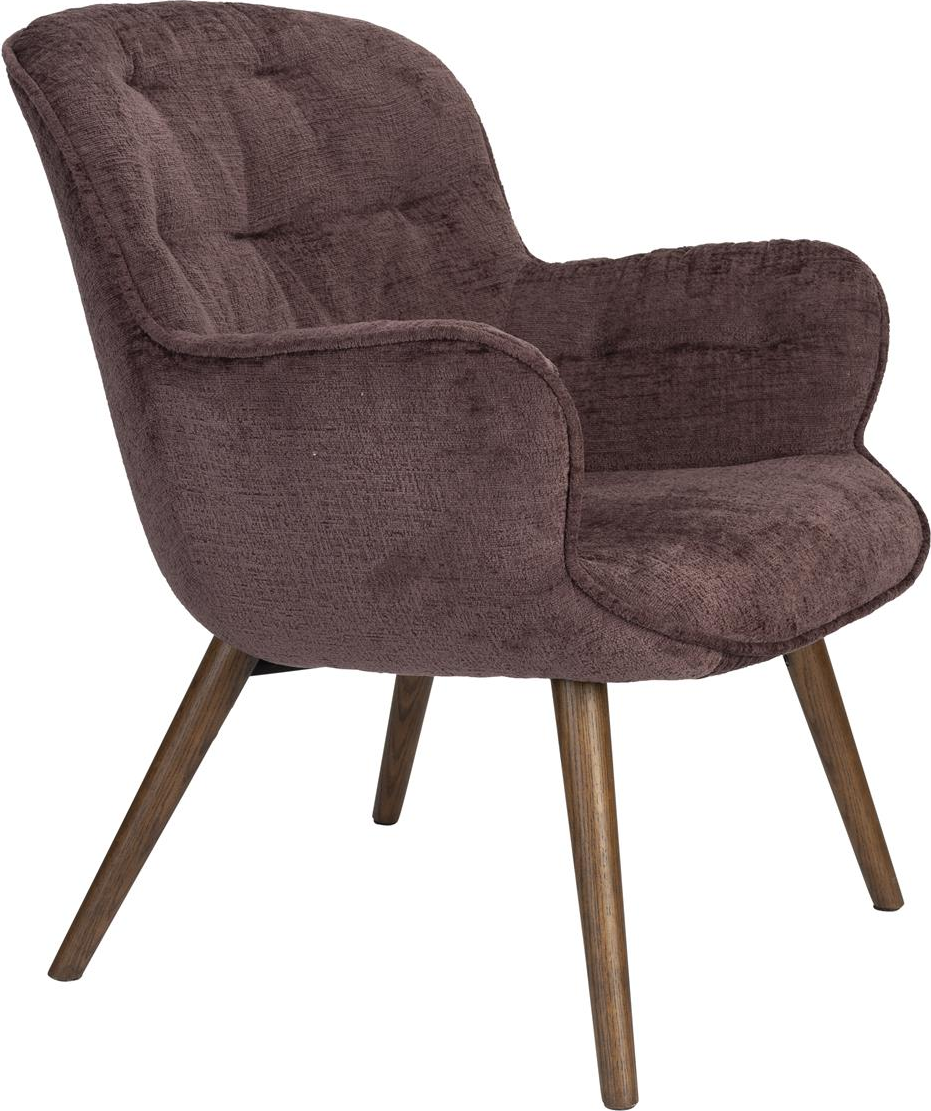 Loungestol/lænestol Dutchbone Lenn - askegrå polyester med polyuretanpolstring, egtræramme, 1960er-design