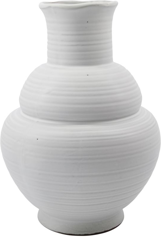 Vase House Doctor Liva skulpturel hvid stentøj Ø20 x H29 cm håndlavet reaktiv glasur