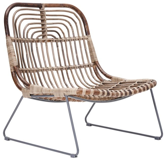 Loungestol/lænestol House Doctor Kawa i rattan og metal mørk natur 73 x 62 x 68 cm