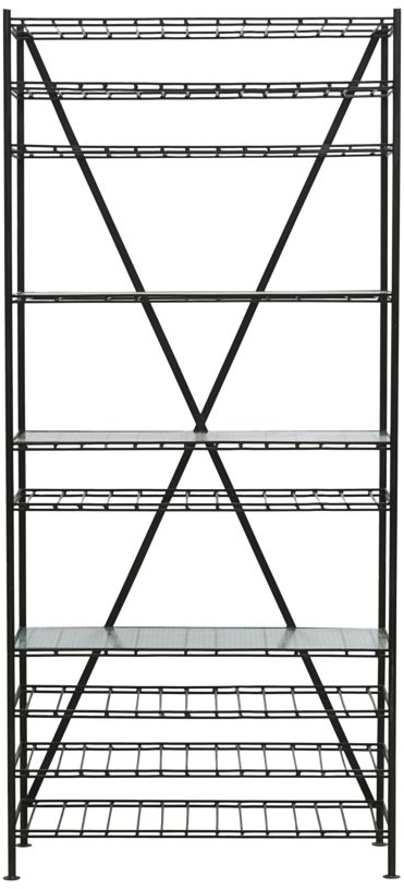 Vinreol House Doctor Gany H200x90x35 cm sort jern med glasplader