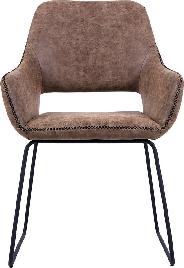 Spisebordsstol med armlæn House of Sander Angel polstret mikrolæder brun/sort