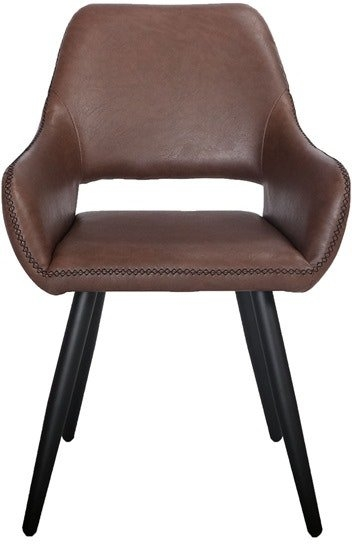 Spisebordsstol med armlæn House of Sander Frida i brun PU-læder