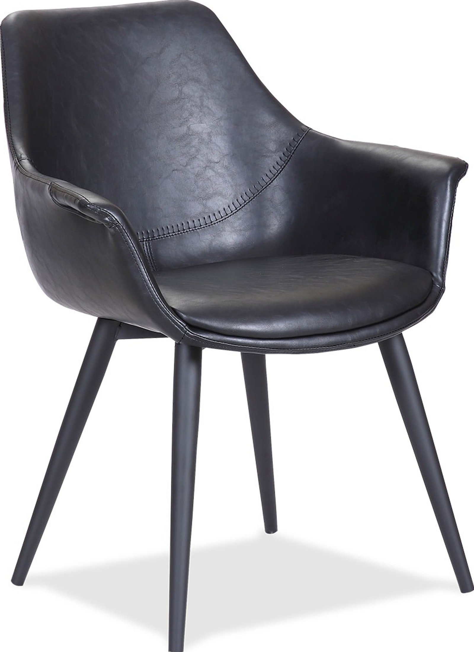 Spisebordsstol med armlæn House of Sander Signe i sort kunstlæder