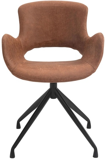 Spisebordsstol med armlæn House of Sander Luna camel mikrofiber roterbar sort stel sæt 2