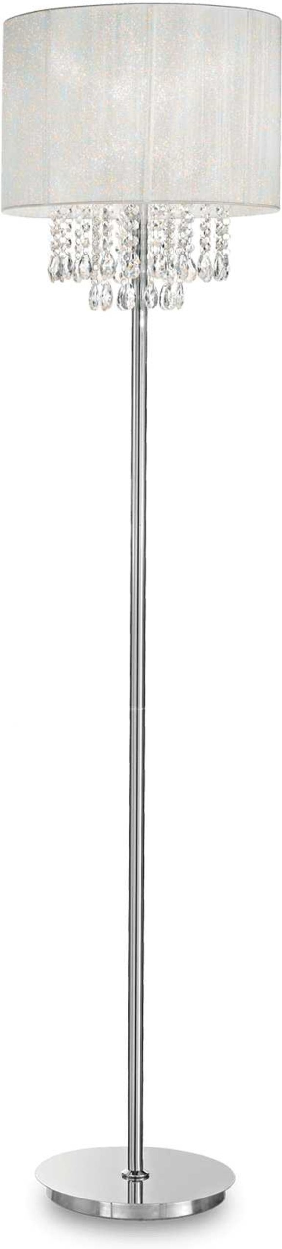 Indendørs gulvlampe Ideal Lux Opera Ø38,5xH163 cm hvid/krom med krystalvedhæng