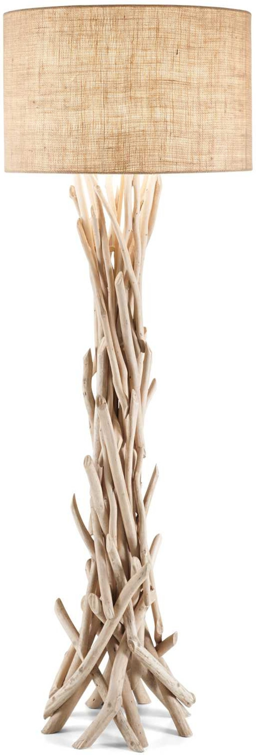 Gulvlampe Ideal Lux Driftwood naturtræ og stof Ø55 x H158 cm med E27-fatning