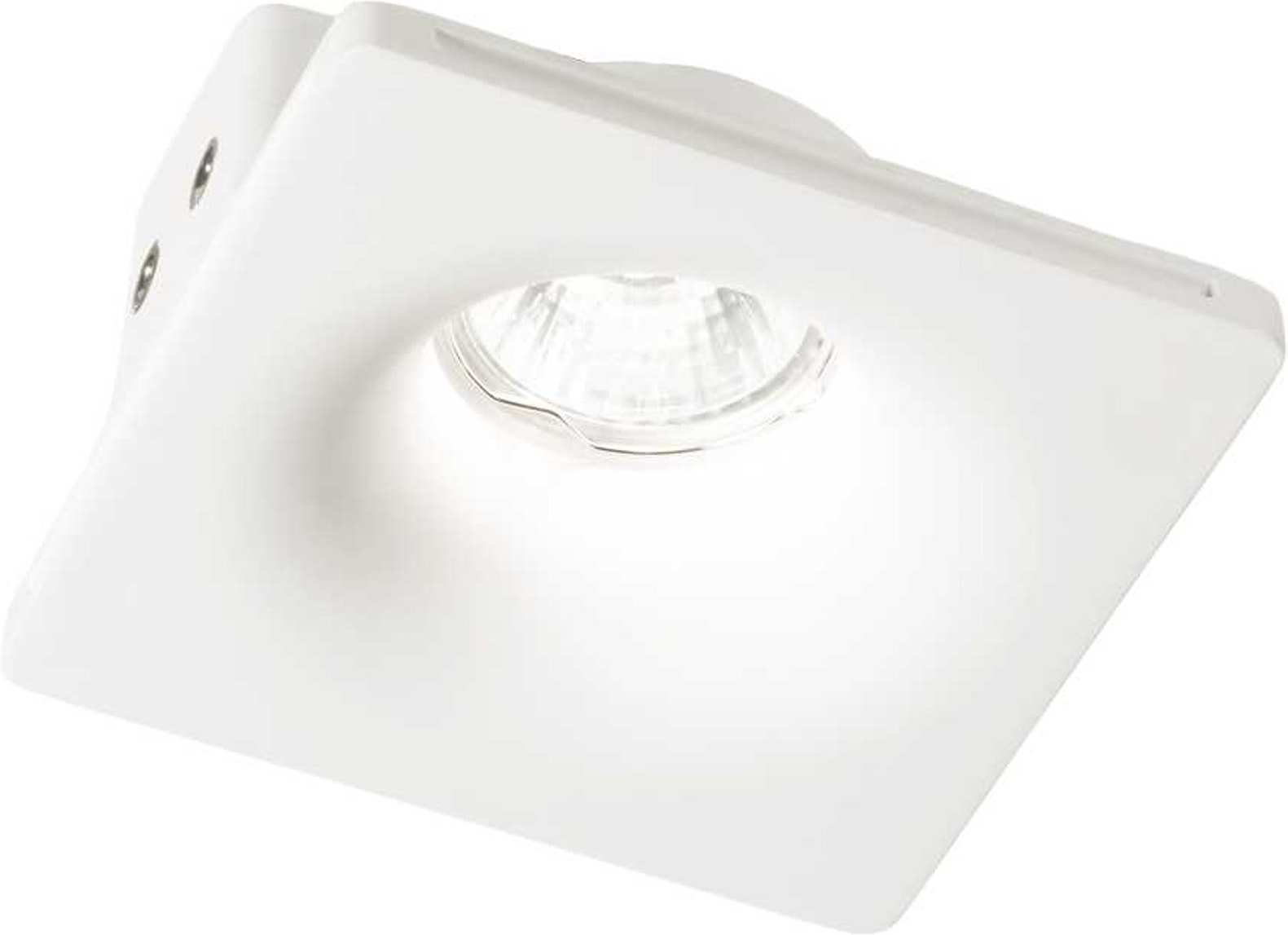 Indbygningslampe Ideal Lux Zephyr - hvid gips, GU10-fatning, IP20, 12×12×11,5 cm