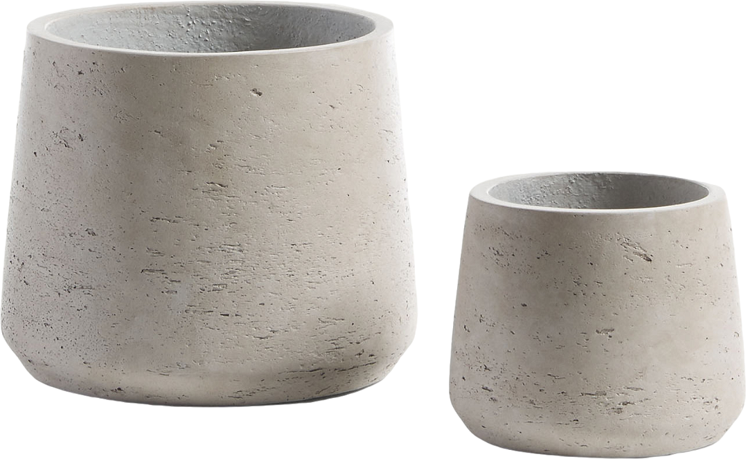 Plante- & urtepotte sæt Kave Home Low cement beige Ø21 x H17 cm