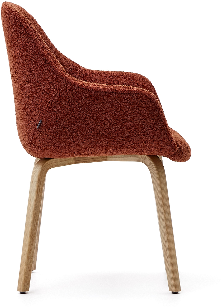 Spisebordsstol med armlæn Kave Home Aleli Terracotta/Natur Asketræ Nordisk Design