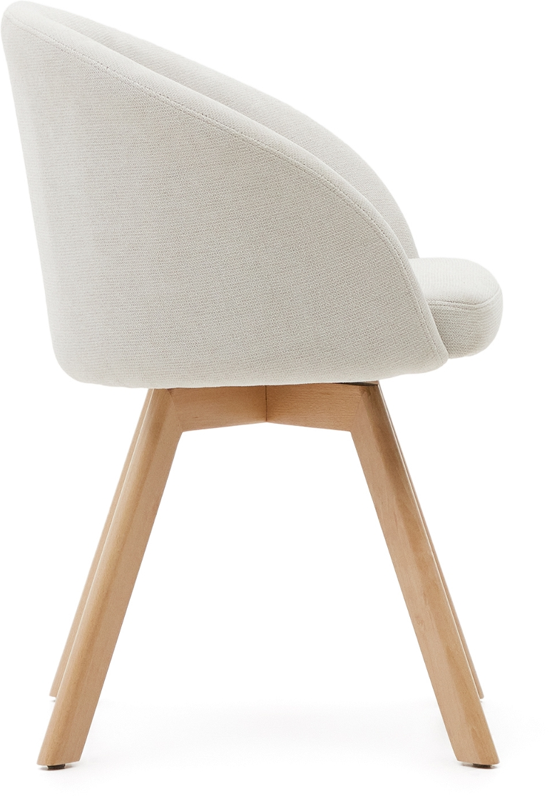 Spisebordsstol med armlæn - Kave Home Marvin - beige chenille med drejelig funktion