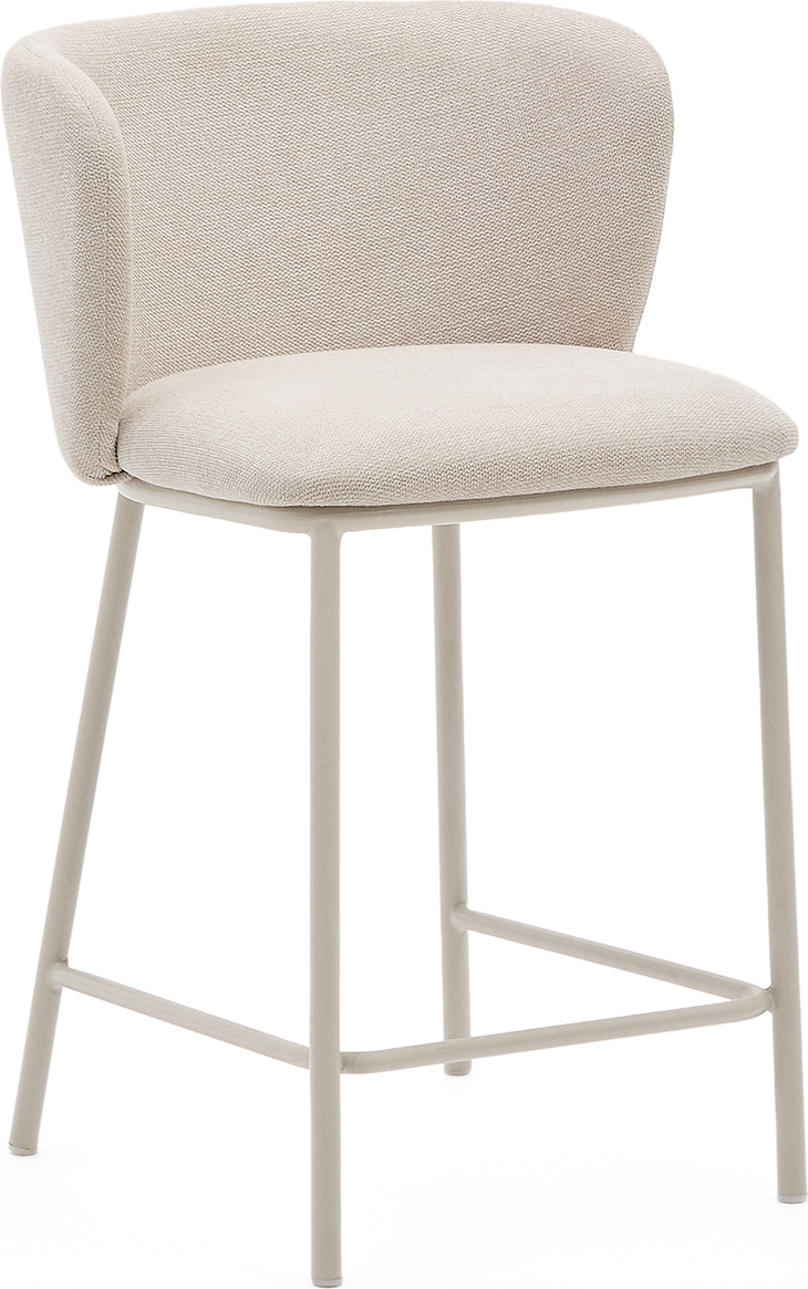 Barstol Kave Home Ciselia beige chenille h65 cm mat beige stålramme