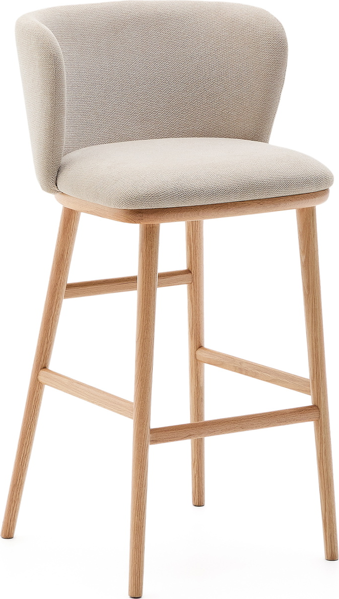Barstol Kave Home Ciselia polstret chenille beige FSC asketræsben nordisk design H98,5xB52,5xD52 cm