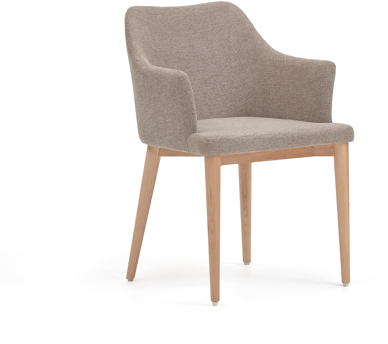 Spisebordsstol med armlæn Kave Home Danai i brun chenille og asketræ