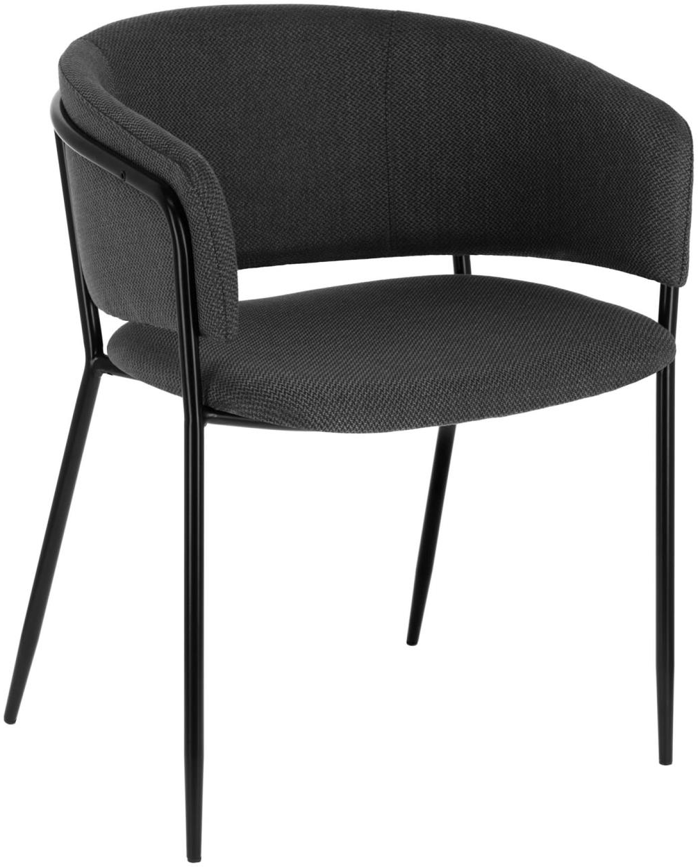 Spisebordsstol med armlæn Kave Home Konnie i sort stål og vandtæt twillstof