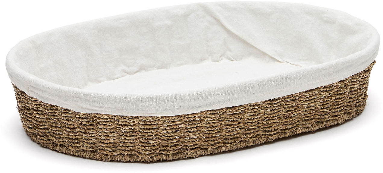 Opbevaringskurv Kave Home Tossa i søgræs natur 60,5×44,5×11 cm rustik kolonial