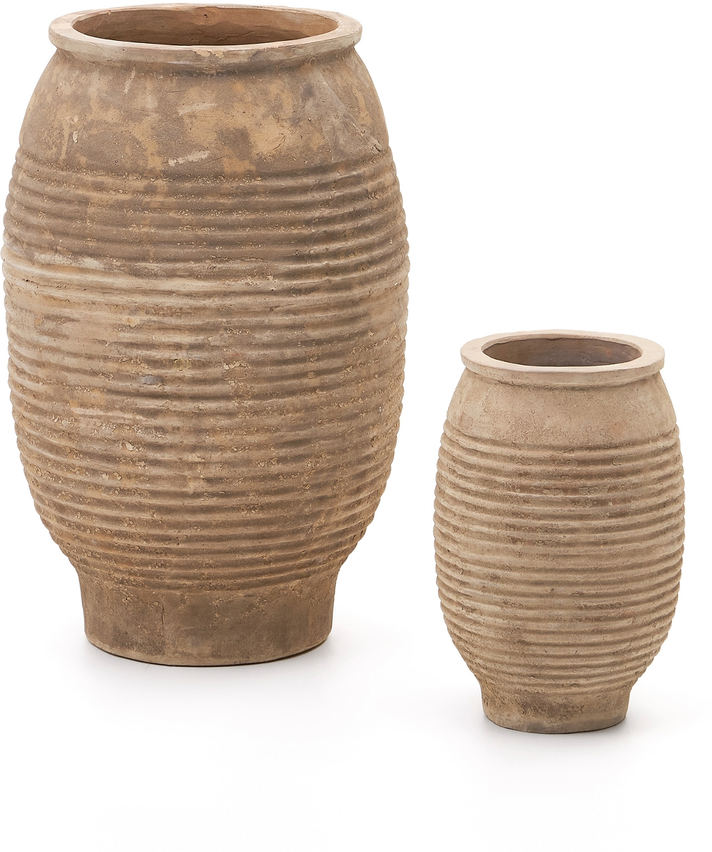 Urtepottesæt 2 stk Kave Home Llonga terracotta vintage H87xØ54 cm
