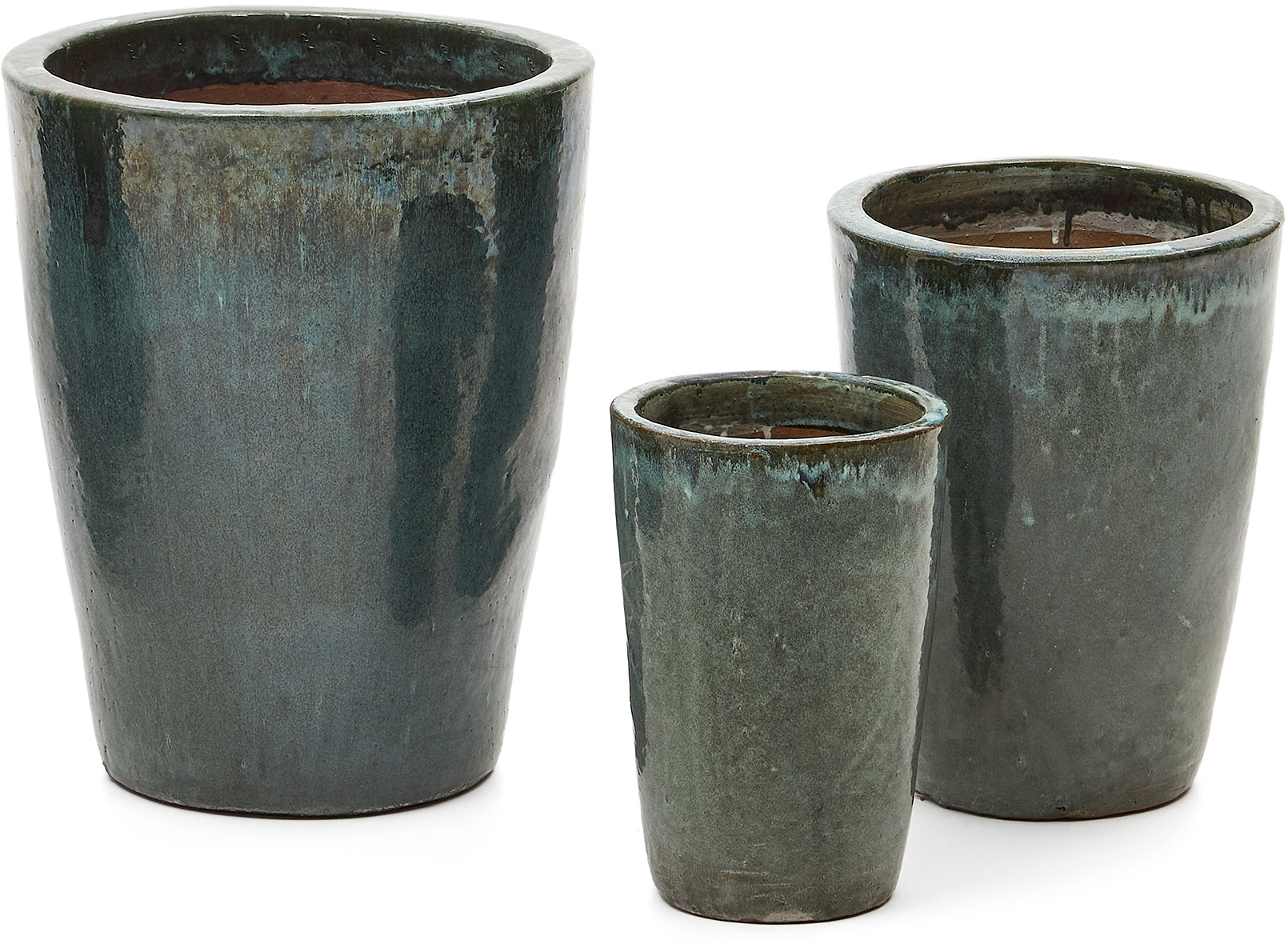 Urtepotte sæt Kave Home Rotja - blå keramiske krukker nordisk design