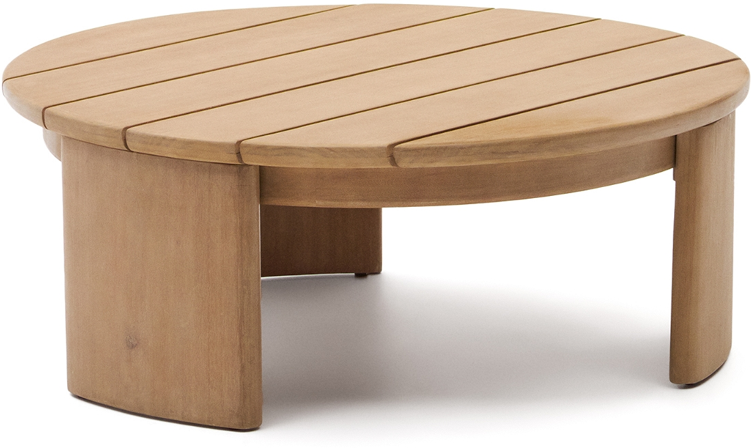 Udendørs sofabord Kave Home Xoriguer Ø90 x H34 cm massivt eukalyptustræ natur FSC-certificeret