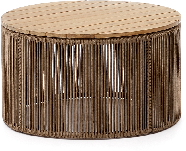 Udendørs sofabord Kave Home Dandara Ø70 x H40 cm stål/akaciatræ rustik