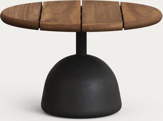 Udendørs sofabord Kave Home Saura rund Ø55 cm akacietræ cement sort/mørk natur