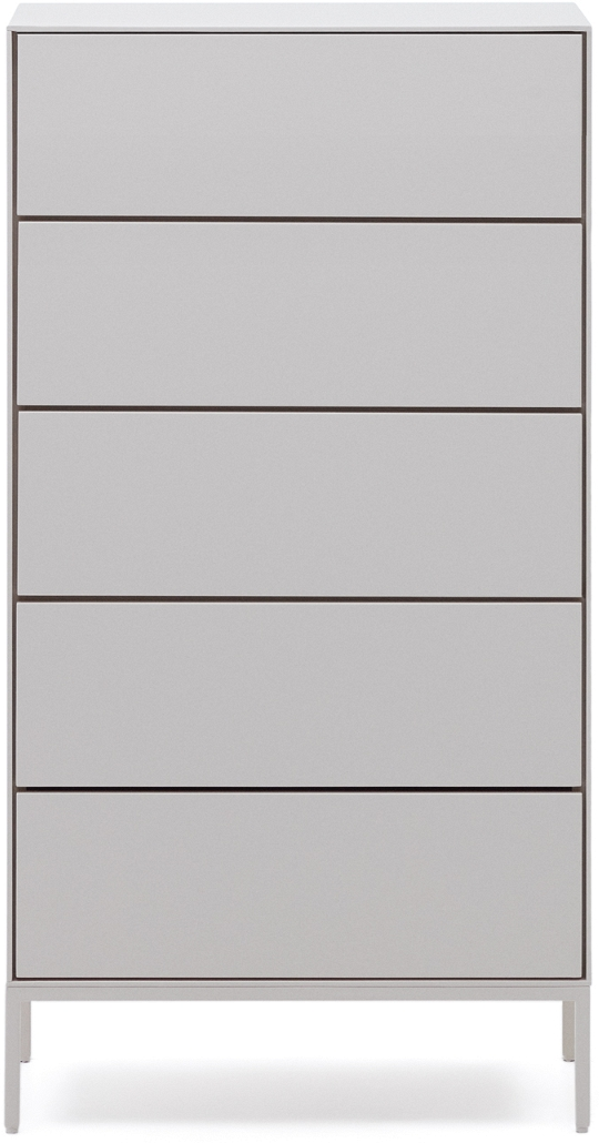 Kommode Kave Home Vedrana hvid MDF 5 skuffer anti-vippe blødtlukkende 114×60×40 cm