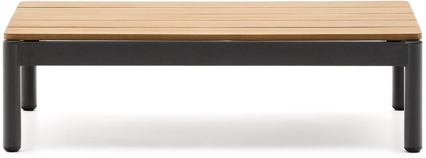 Udendørs sofabord Kave Home Sorells i teak og aluminium natur og grafit 91x57x25 cm