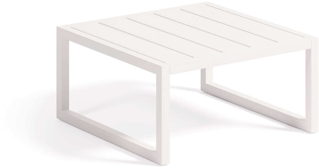 Udendørs sidebord Kave Home Comova 60x60x30 cm hvid aluminium pulverlakeret