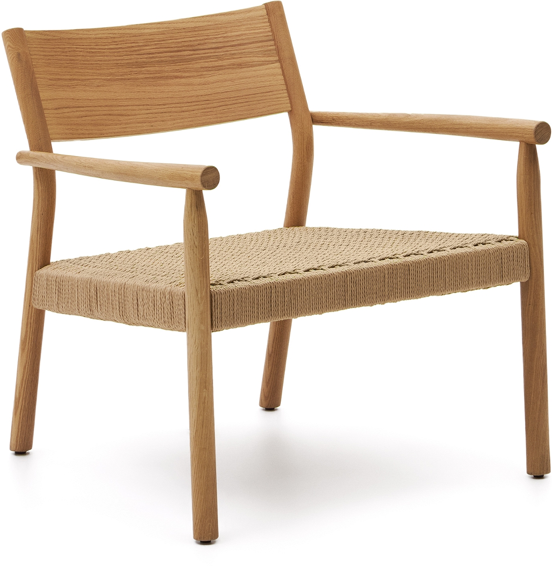 Loungestol/lænestol Kave Home Yalia FSC-certificeret egetræ natur med håndflettet papirreb