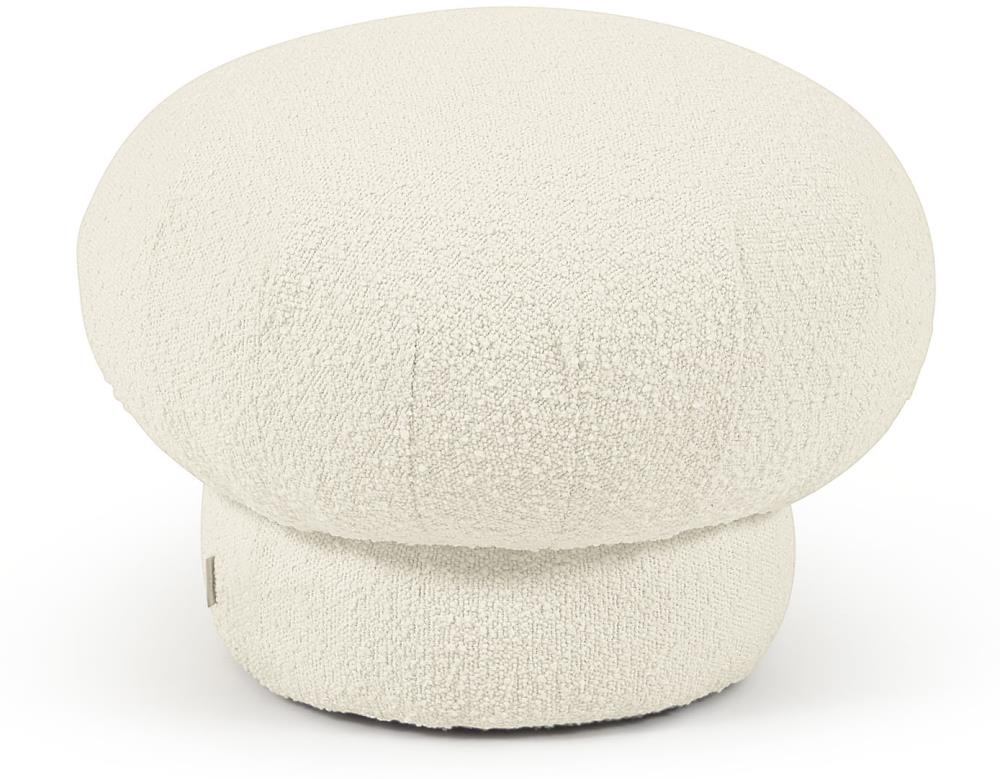 Puf/skammel Kave Home Sarisha med hvid fleece-lignende betræk Ø50 x H40 cm - moderne nordisk design