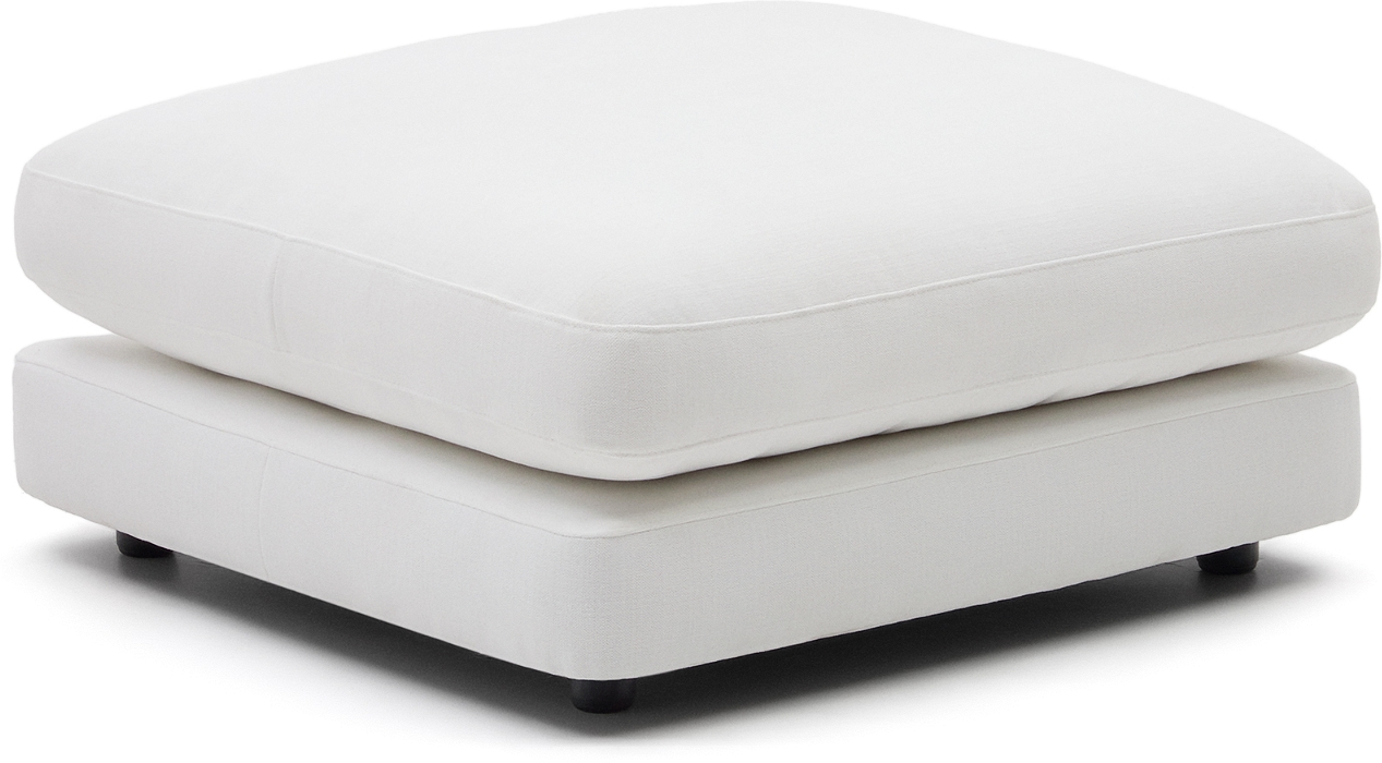 Puf Kave Home Gala hvid chenille med dunpolstring 90×90×42 cm aftageligt betræk