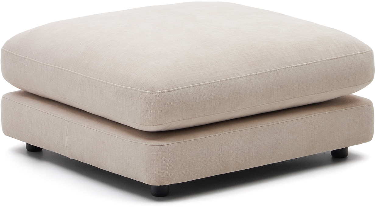 Puf Kave Home Gala beige chenille Ø90 x H42 cm aftageligt betræk