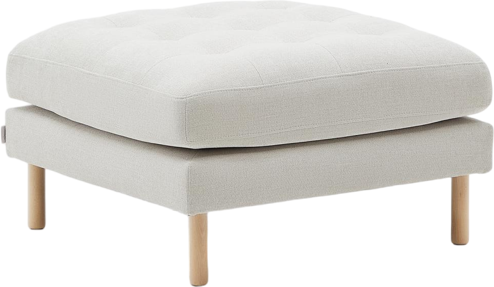 Puff Kave Home Debra vintage lysegrå/natur polstret plet- og vandafvisende Chanelle-stof Ø80 cm H49 cm