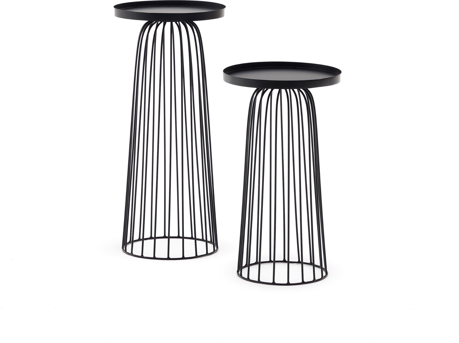 Udendørs sideborde sæt 2 Kave Home Dilva sort jern H79 x 36 x 36 cm