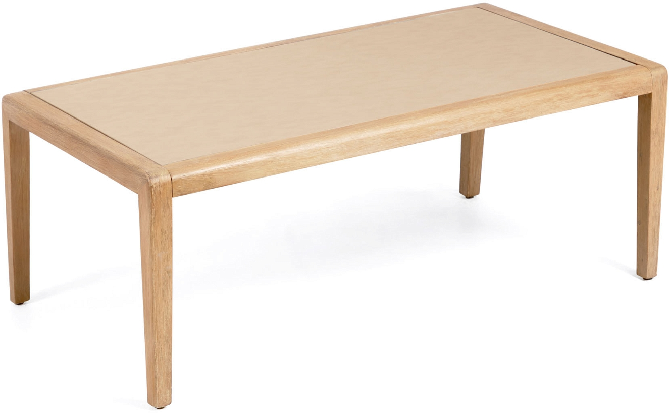 Udendørs sofabord Kave Home Better 120x70x46 cm natur akacietræ/polycement rustik kolonial