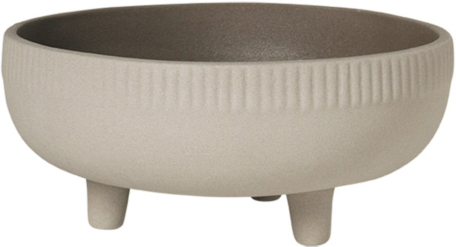 Urtepotte Kristina Dam Bowl matglaseret terrakotta Ø24 x H11 cm beige riflet mønster