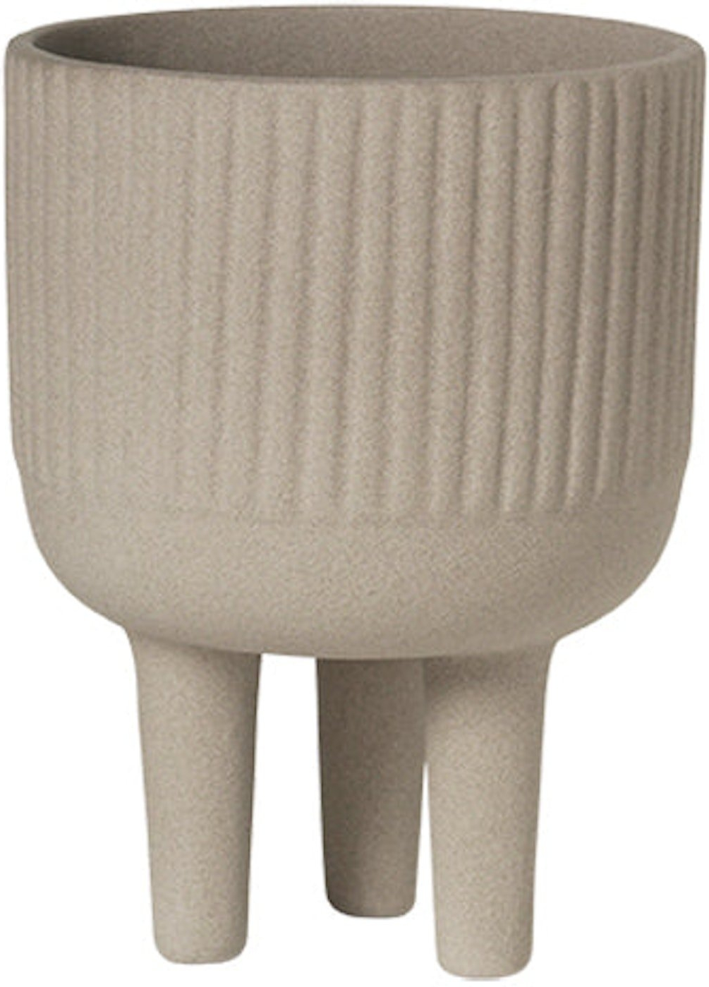 Urtepotte Kristina Dam Bowl Ø12×H16 cm beige terracotta 3-benet med riflet mønster