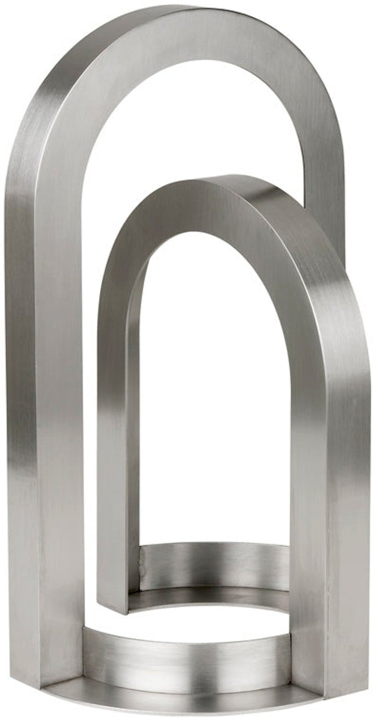 Skulptur Kristina Dam Arch-serien rustfrit stål sølv D21 x H37 cm