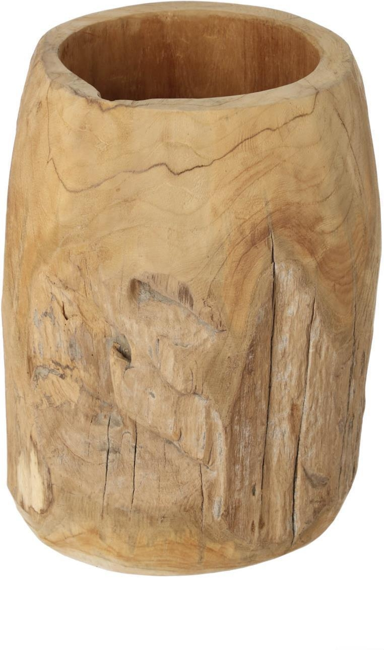 Urtepotte/Plantepotte Kave Home Oriole i massivt teaktræ rustik natur 40x35x35 cm