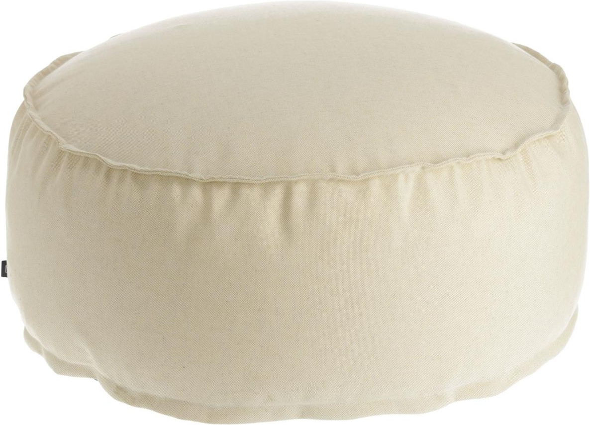 Puff Kave Home Nedra Ø70×30 cm Beige - Nordisk moderne stofpuff til stue & overdækket udeområde