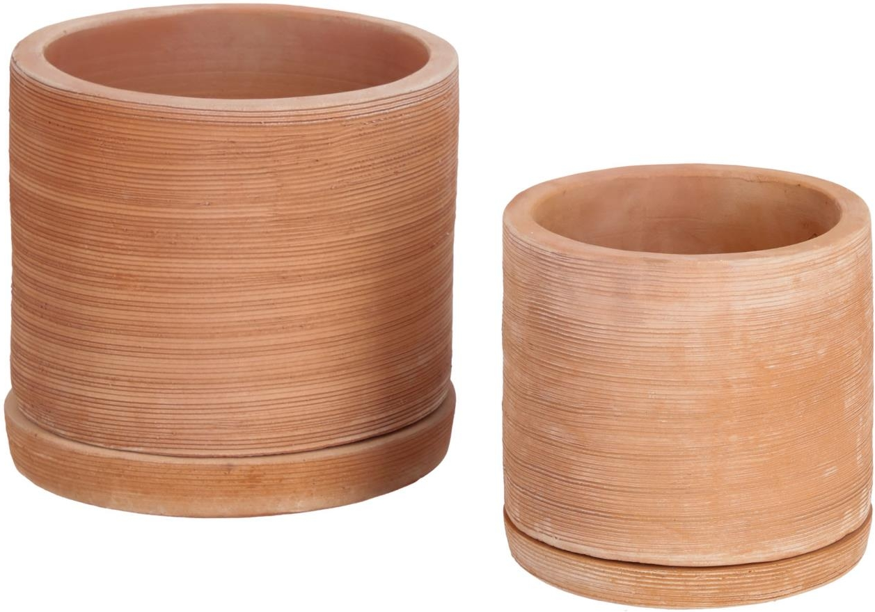 Urtepotte sæt Kave Home Karlina - rustikke terracotta plantepotter H35 x B33 cm natur