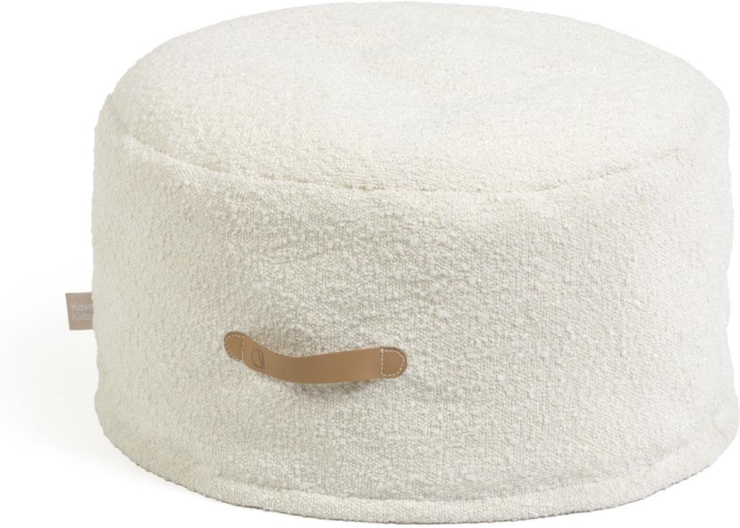Puf Kave Home Adara, hvid fleece, non-slip bund, Ø50 x H35 cm