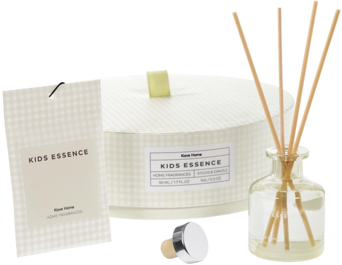 Duftpinde gavesæt Kave Home Kids Essence med glasdiffuser og duftpose 50 ml, beige