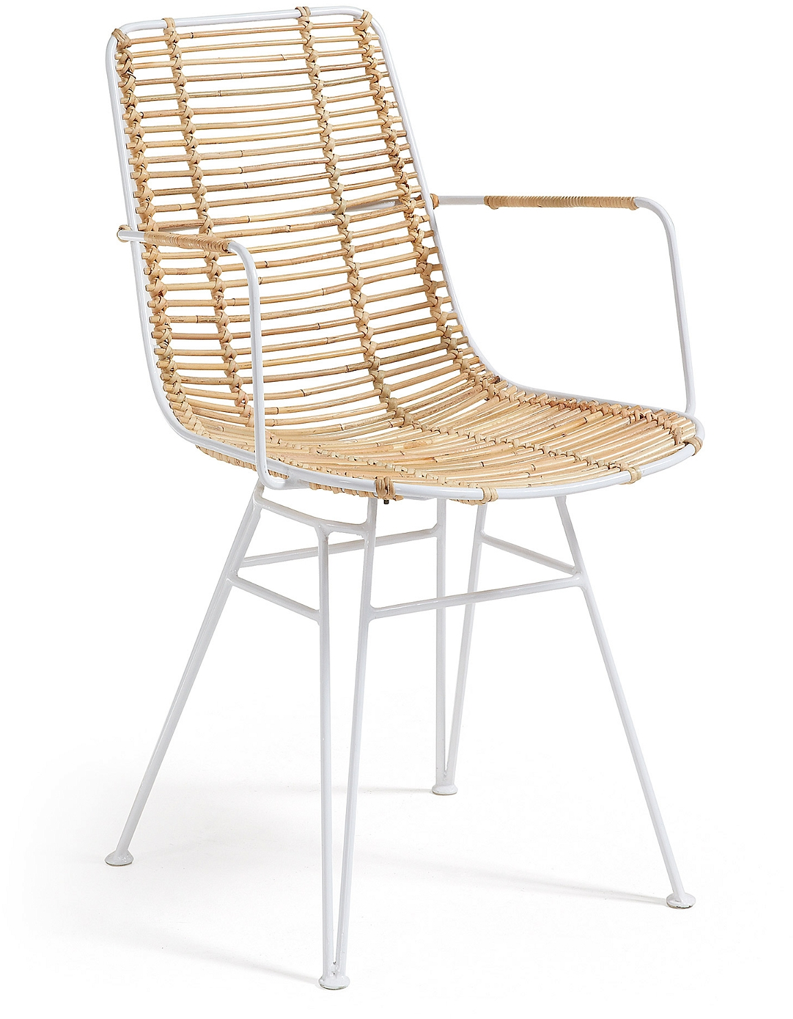 Spisebordsstol med armlæn Kave Home Tishana håndflettet rattan natur/hvid