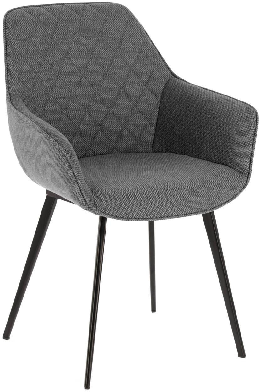 Spisebordsstol med armlæn Kave Home Amira polstret stof grå/sort nordisk design