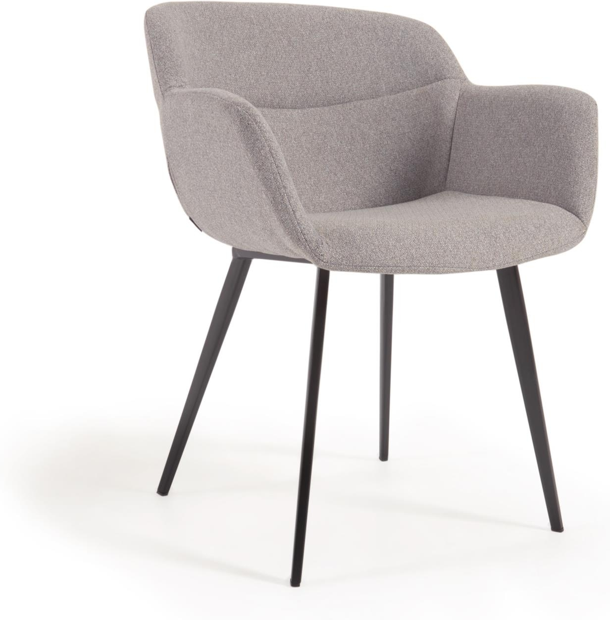 Spisebordsstol med armlæn / spisestuestol Kave Home Nadya - grå polstret stof, nordisk design
